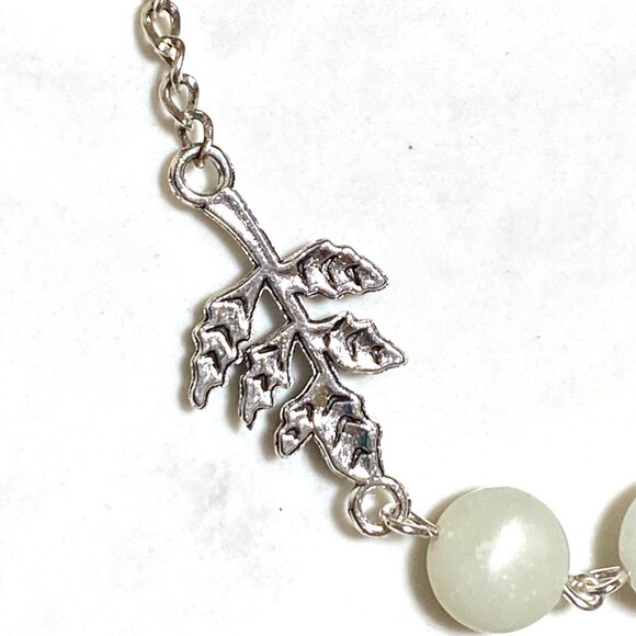 2/$20 Natural Serpentine Leaf Branch Necklace, Genuine Gemstone Stainless Chain - Picture 7 of 11